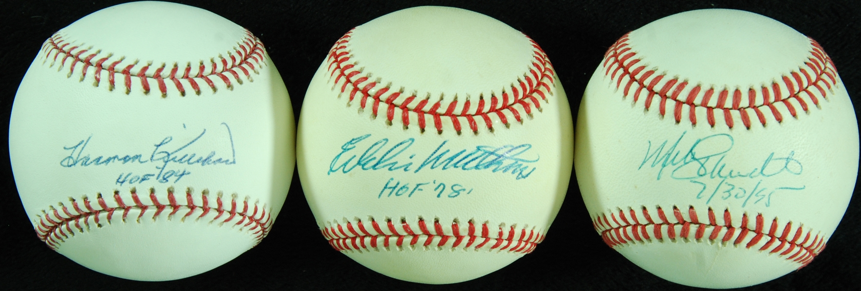 HOFer Single-Signed Baseballs (3) with Killebrew, Schmidt & Mathews