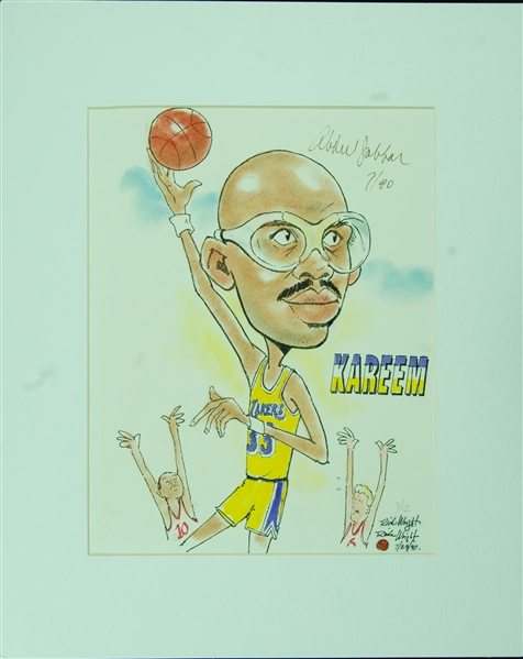 Kareem Abdul-Jabbar Signed 11x14 Rick Wright Artwork (PSA/DNA) 