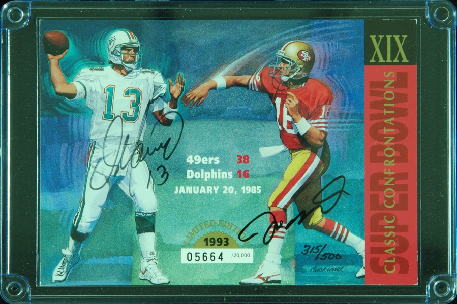 Dan Marino & Joe Montana Signed Super Bowl XIX Card (315/500)