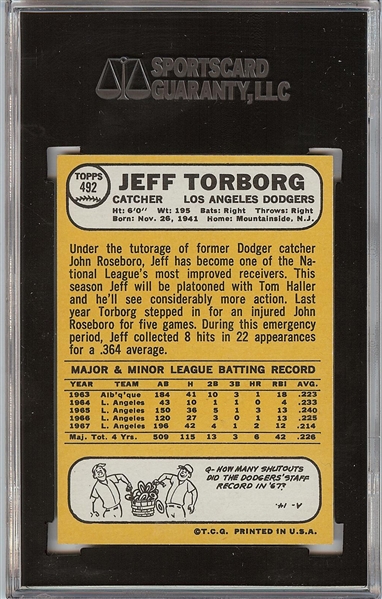 1968 Topps Jeff Torborg No. 492 SGC 98 Gem Mint