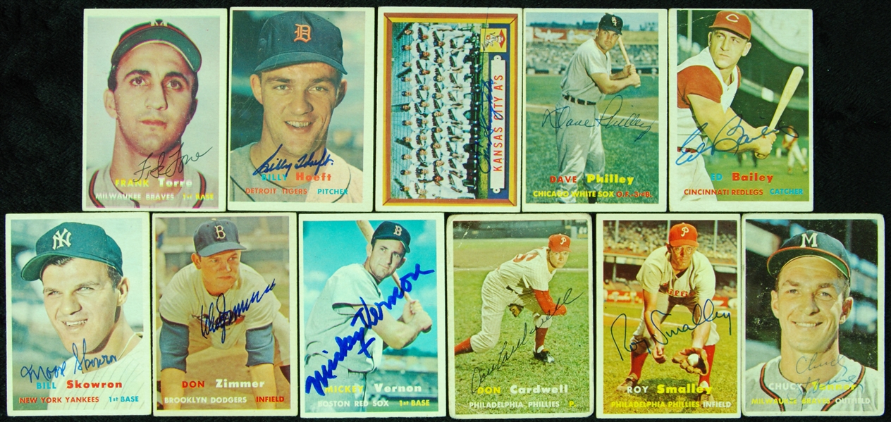 Signed 1957 Topps Baseball HOFers & Stars Group (11)