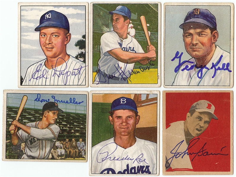 Signed 1949 & 1950 Bowman Baseball Group (6)