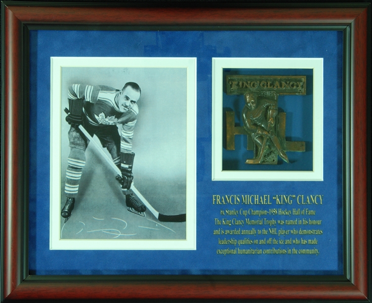 King Clancy Framed Trophy Display