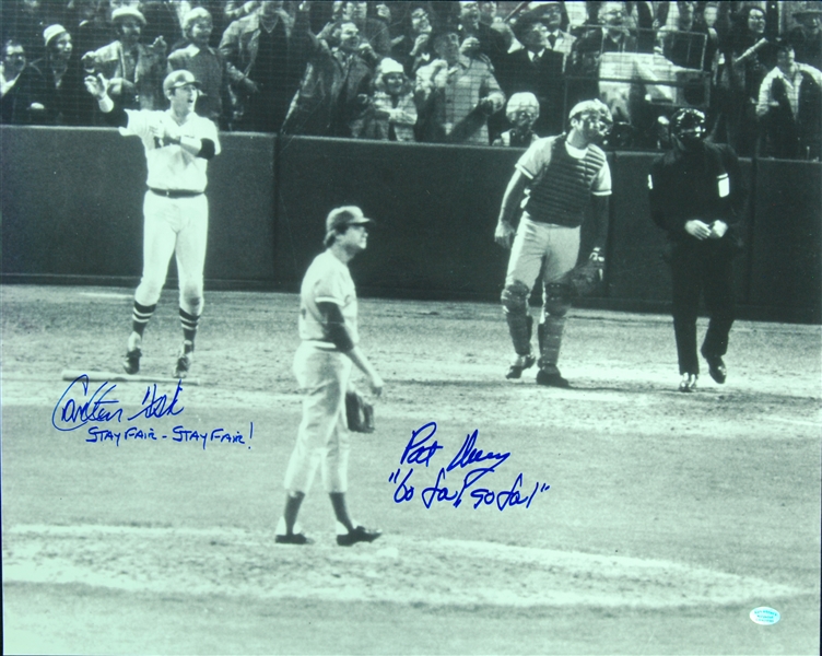 Carlton Fisk & Pat Darcy Signed 16x20 Photo Stay Fair, Stay Fair