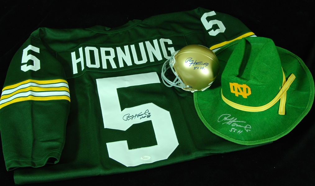 Paul Hornung Signed Jersey, Hat & Mini-Helmet (3)