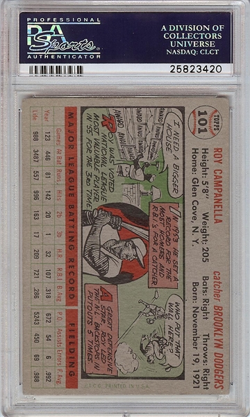 1956 Topps Roy Campanella Gray Back No. 101 PSA 6