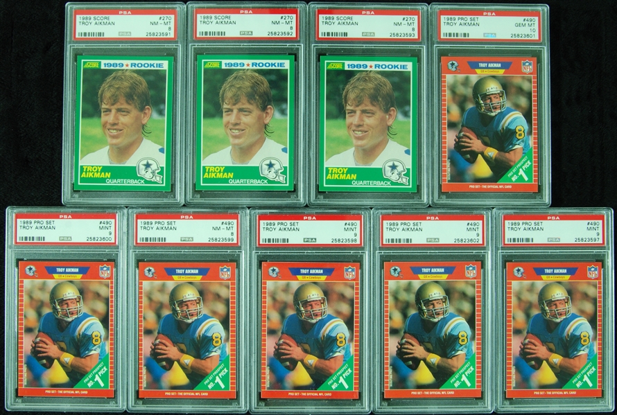 1989 Score & Pro Set Troy Aikman RC Group (9)