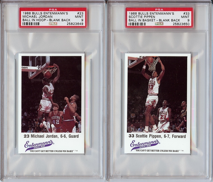 1988 Entenmann's Chicago Bulls Set (12) with Michael Jordan & Scottie Pippen PSA 9