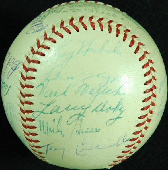 1954 Cleveland Indians American League Champs Team-Signed Baseball (26) (PSA/DNA)