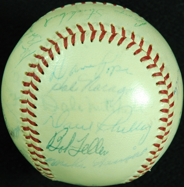 1954 Cleveland Indians American League Champs Team-Signed Baseball (26) (PSA/DNA)