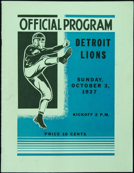 Green Bay Packers vs. Detroit Lions Program (Oct. 3, 1937)