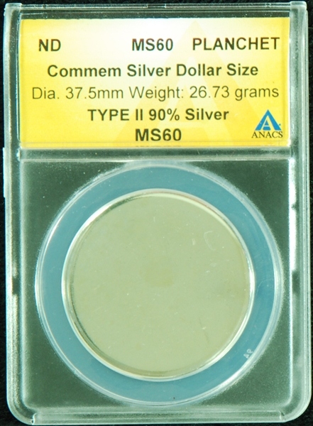 Rare Silver Dollar Planchet Coin (Westminster Mint) (Graded MS 60)