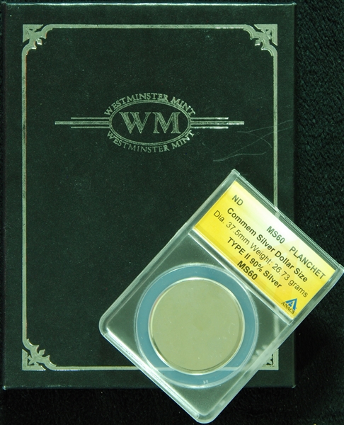 Rare Silver Dollar Planchet Coin (Westminster Mint) (Graded MS 60)