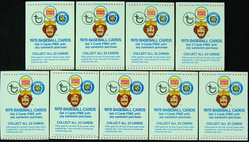 1978 Topps Burger King Tigers Unopened Group (9)