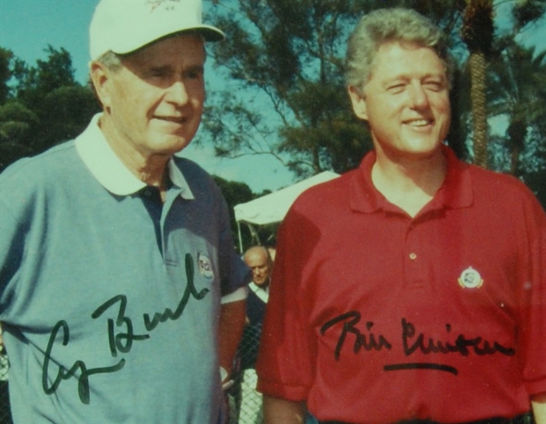 Bill Clinton, George HW Bush, Gerald Ford & Bob Hope Signed 11x14 Framed Photo (PSA/DNA)