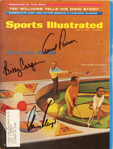 Jack Nicklaus, Arnold Palmer, Gary Player & Billy Casper Signed Sports Illustrated (1968) (PSA/DNA)