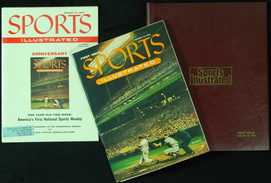 Sports Illustrated First Issue in Leather Presentation Folder with 1st Anniversary Issue (2)