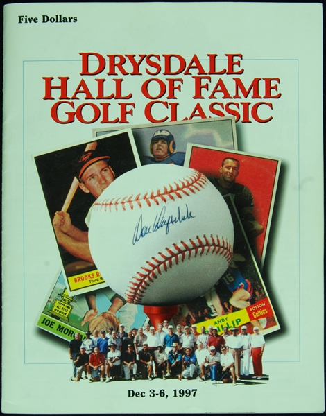 Don Drysdale HOF Golf Classic Multi-Signed Program & Unique Stuffed Doll (54)