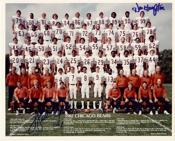 Walter Payton & Dan Hampton Signed 1982 Bears Team Photo