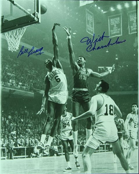 Wilt Chamberlain & Bill Russell Signed 16x20 Photo (Graded PSA/DNA 10)