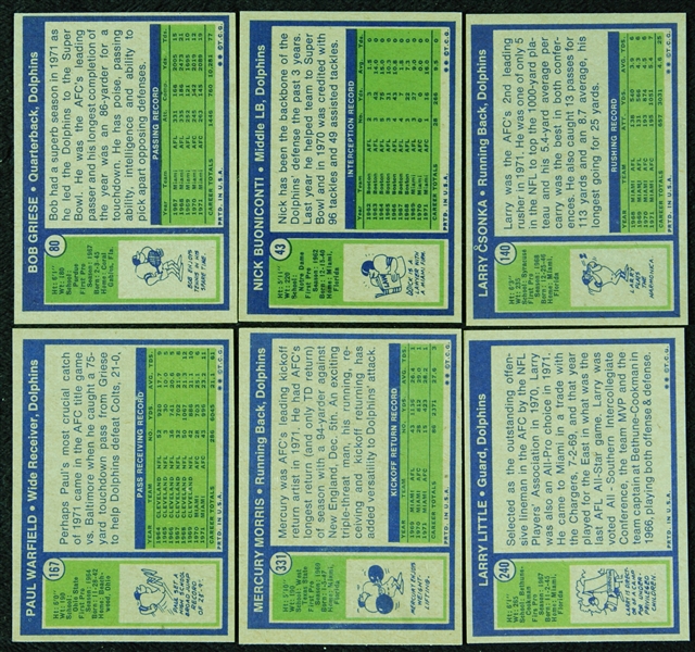 1972 Topps Miami Dolphins Team Set (21)