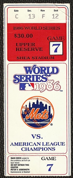 1986 World Series Game 7 Ticket Stub