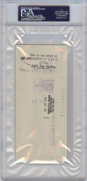 Joe DiMaggio Signed Yankee Clipper Enterprises Check (1989) (PSA/DNA)