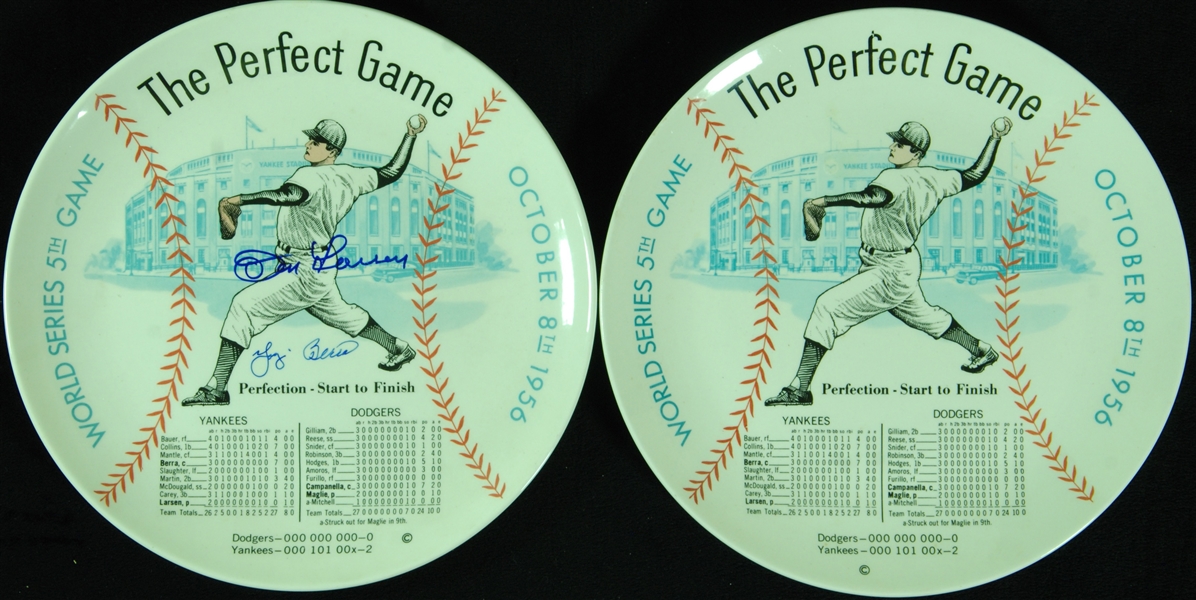 Yogi Berra & Don Larson Dual-Signed Plates (2) (PSA/DNA)