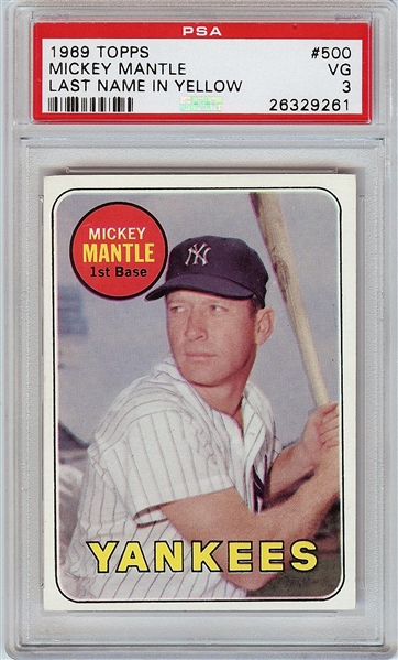 1969 Topps Mickey Mantle No. 500 PSA 3