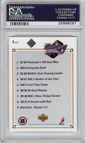 Brett Hull Signed 1991 UD Heroes Checklist No. 9 (PSA/DNA)