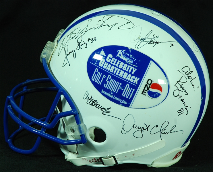 Multi-Signed Celebrity Quarterback Golf Shoot-Out Full-Size Helmet (11) (PSA/DNA)