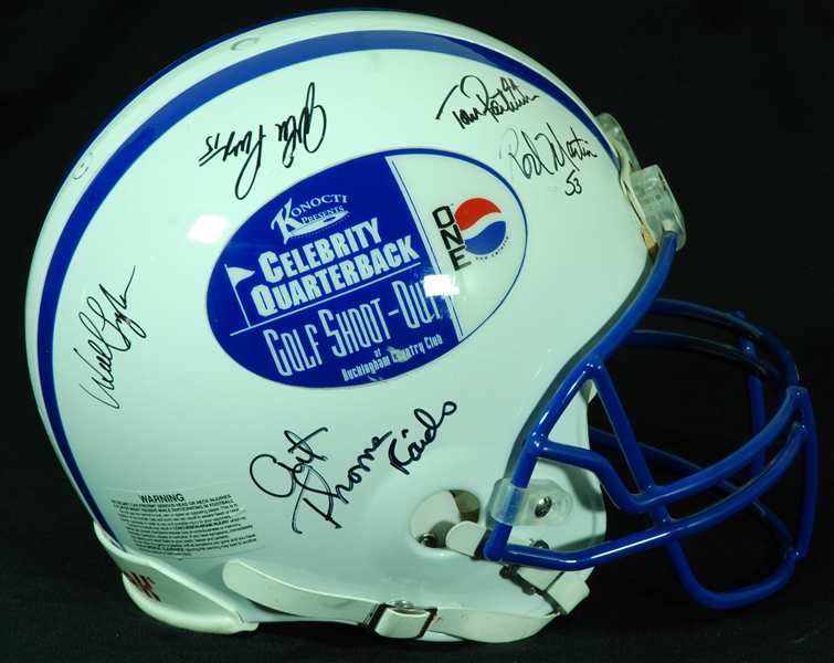 Multi-Signed Celebrity Quarterback Golf Shoot-Out Full-Size Helmet (11) (PSA/DNA)