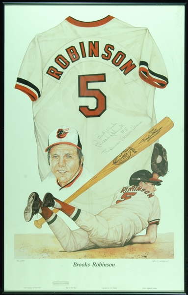 Brooks Robinson Signed Lewis Watkins Lithograph The Human Vacuum Cleaner (JSA)