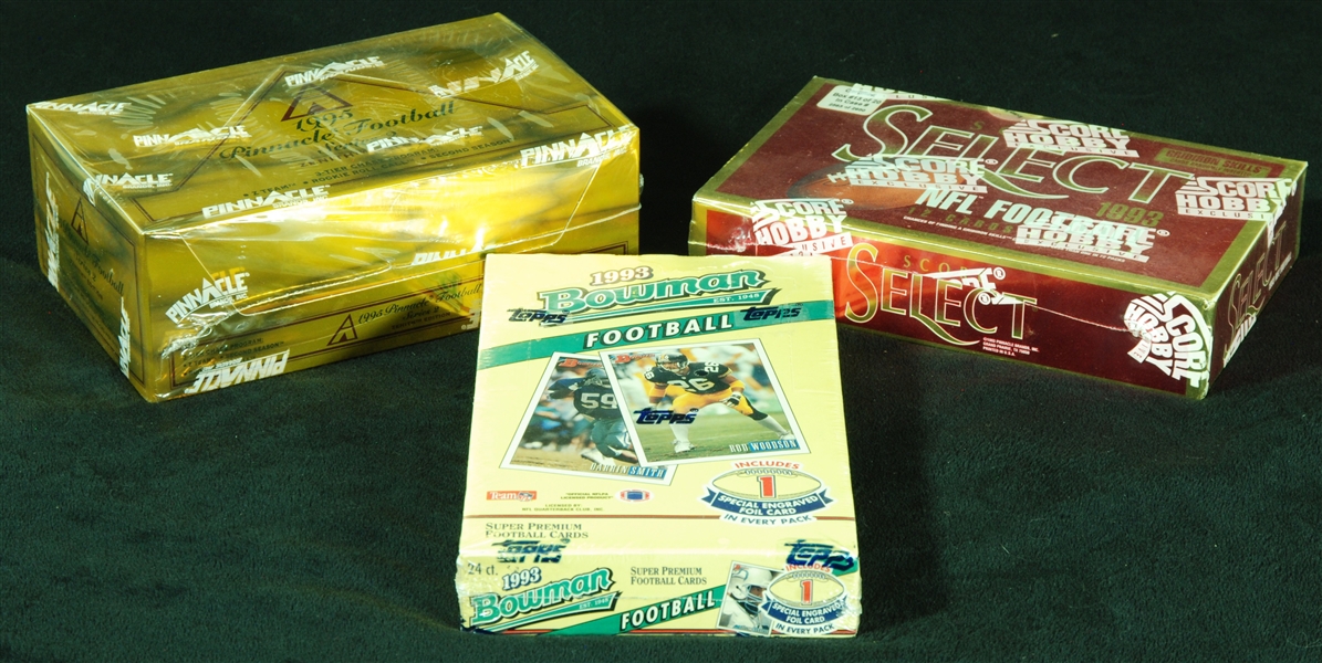 1995 Zenith, 1993 Bowman & 1993 Select Football Wax Boxes (3)