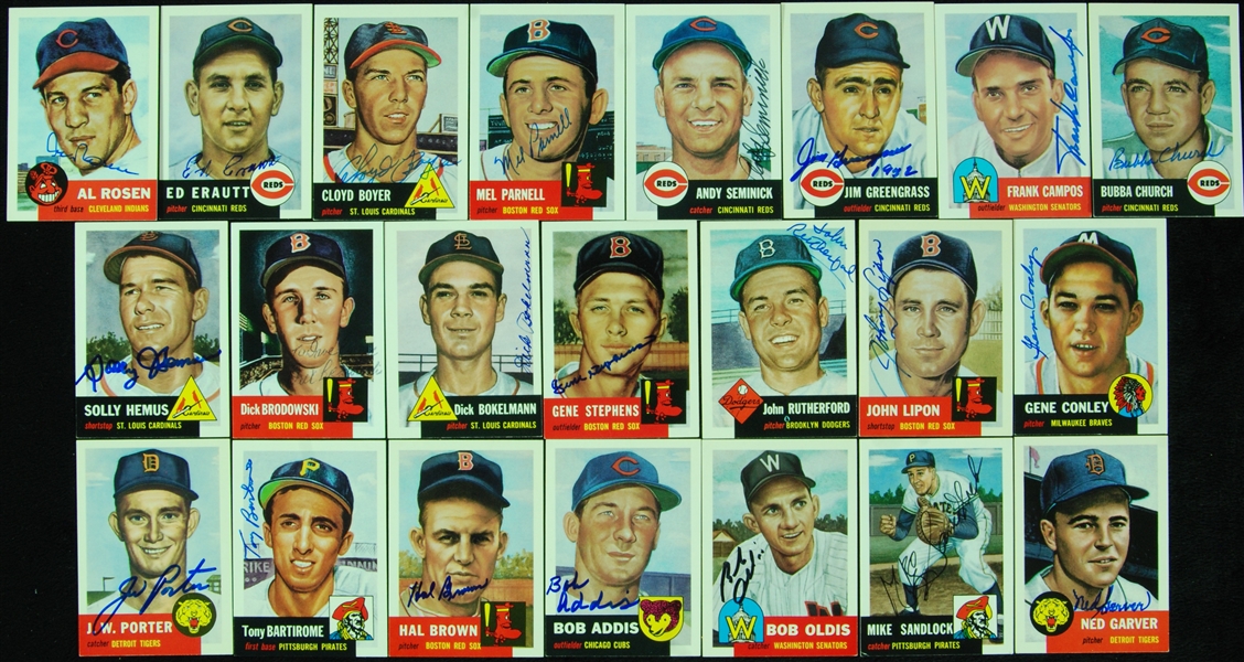 Signed 1953 Topps Baseball Reprint Group (22)