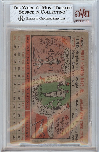 1956 Topps Willie Mays No. 130 BVG 3