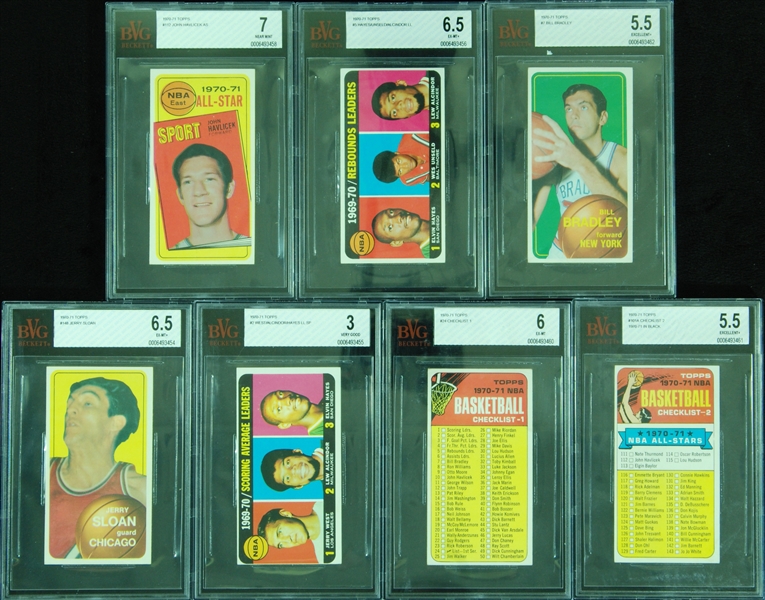 1970-71 Topps Basketball BVG-Graded Group (7) with HOFers