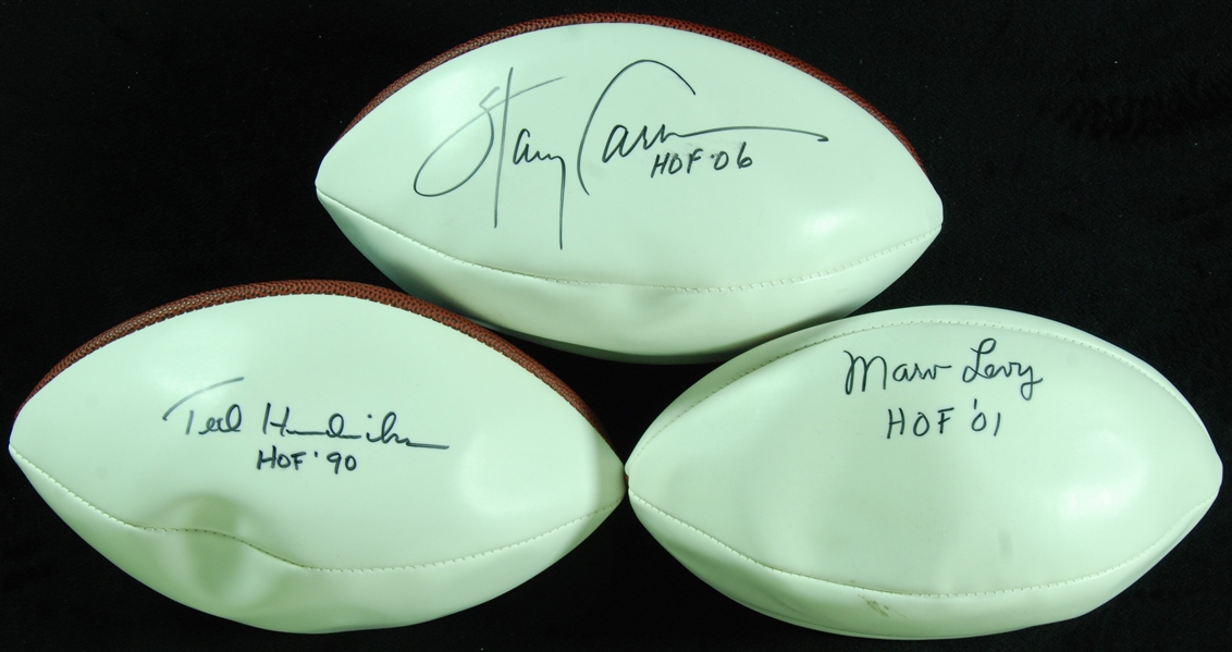 Marv Levy, Ted Hendricks & Harry Carson Signed Wilson Footballs (3) 