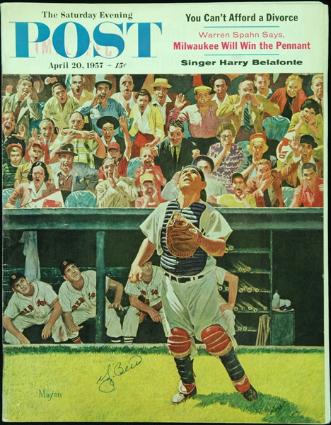 Yogi Berra Signed Saturday Evening Post Magazine (1957) (PSA/DNA)