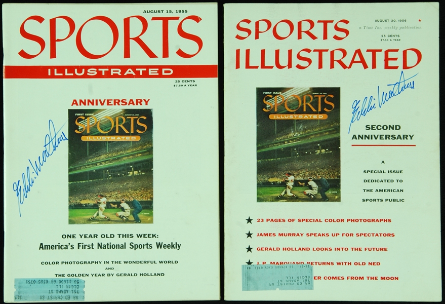 Eddie Mathews Signed Sports Illustrated 1st & 2nd Anniversary Issues (2)