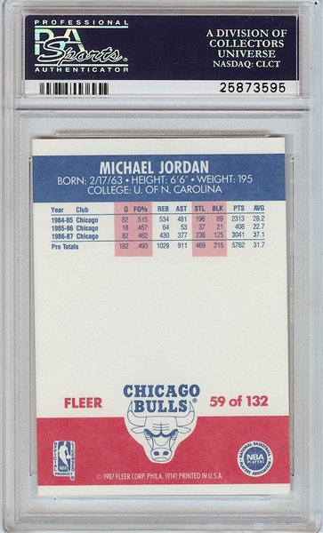 1987-88 Fleer Michael Jordan No. 59 PSA 9