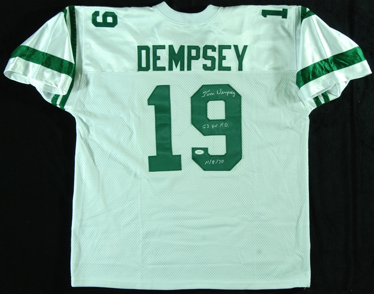 Tom Dempsey Signed Eagles Jersey 63 Yd FG, 11/8/70 (JSA)