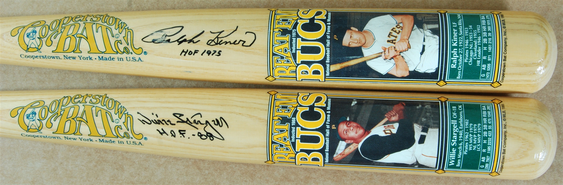 Willie Stargell & Ralph Kiner Signed Cooperstown Decal Bats (2)