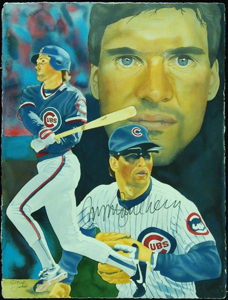 Ryne Sandberg Signed 23x30 Original Artwork (PSA/DNA)