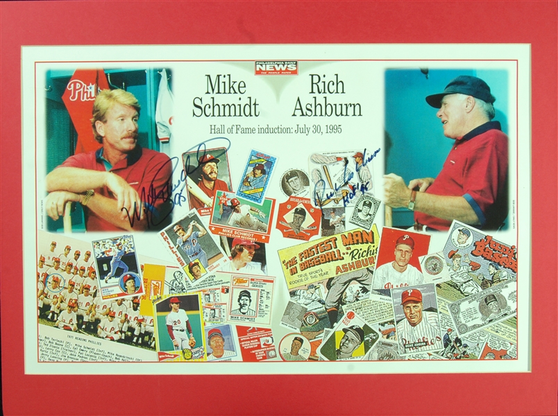 Mike Schmidt & Richie Ashburn Signed Philadelphia Daily News Poster (PSA/DNA)