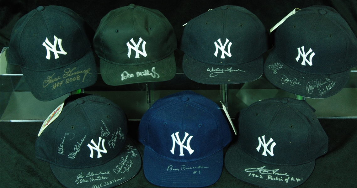 Yankees Signed Caps Group (7) with Ford, Gossage, Mattingly