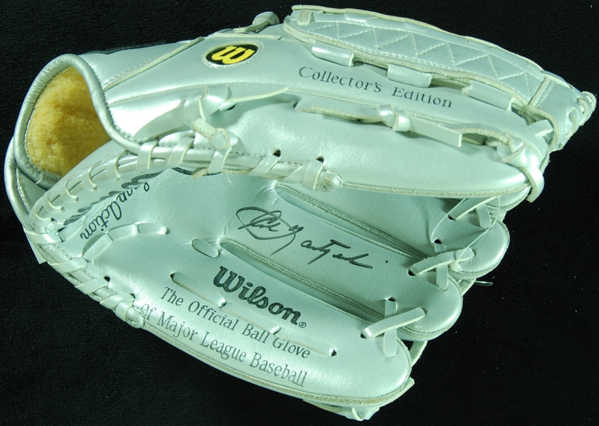 George Brett & Carl Yastrzemski Signed Silver Wilson Gloves (2)