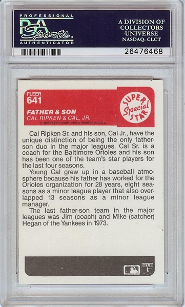 Cal Ripken Jr. & Cal Ripken Sr. Signed 1985 Fleer No. 641 (PSA/DNA)