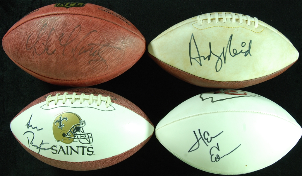 Coaches Signed NFL Footballs (4) with Andy Reid, Herman Edwards, Mike McCarthy