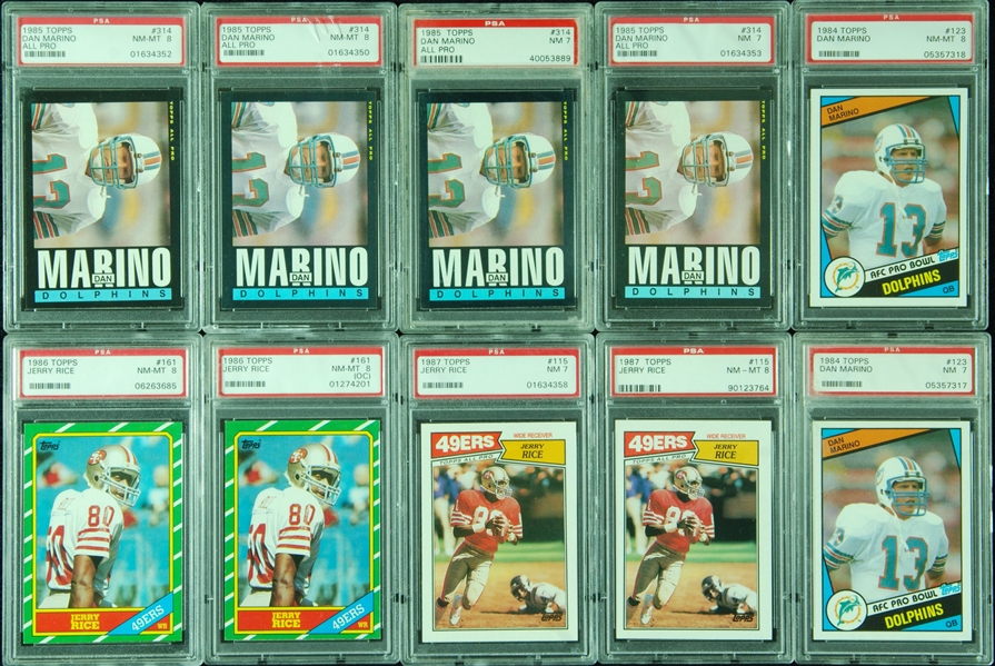 Jerry Rice & Dan Marino PSA-Graded Group (10)